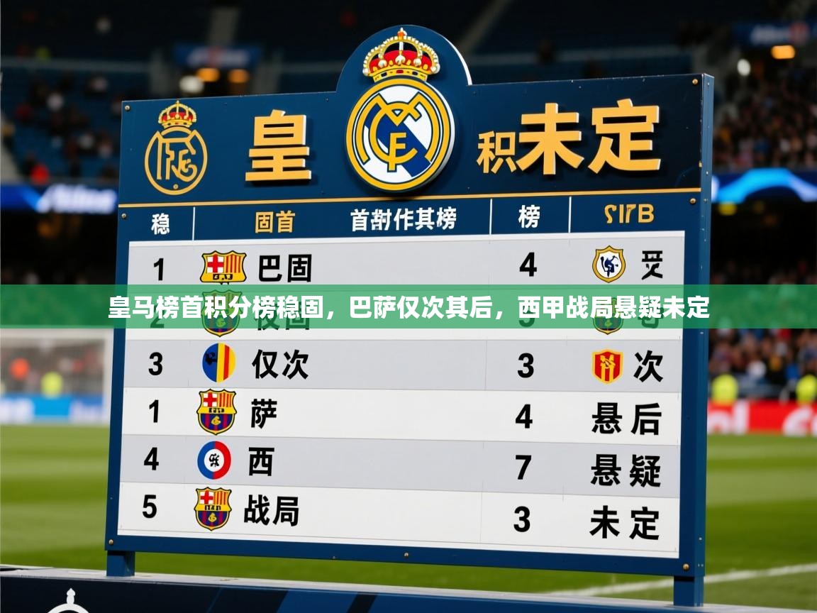 皇马榜首积分榜稳固，巴萨仅次其后，西甲战局悬疑未定